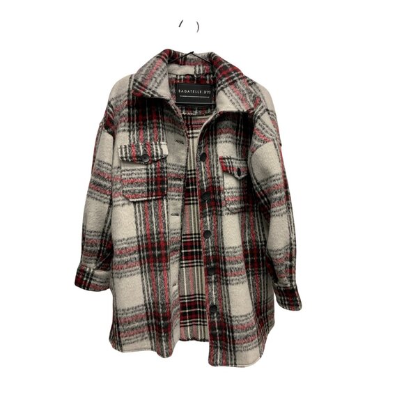 Bagatelle Plaid Shacket Jacket Red Black Grey - Picture 2 of 4
